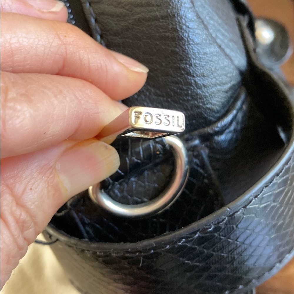 Replica FOSSIL bowler shoulder bag black white - Picture 7 of 12